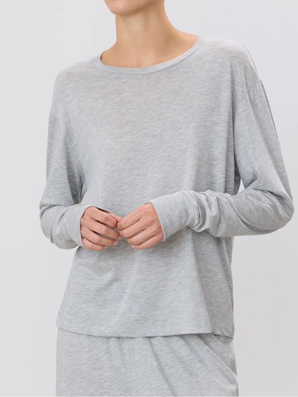 NWT Eterne LONG SLEEVE BOYFRIEND T-SHIRT Heather Grey size small